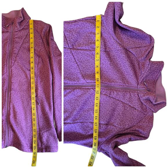 Pink Fleece Full Zip Jacket LL Bean Size L Floral Print Pockets Soft Shell - Picture 7 of 9